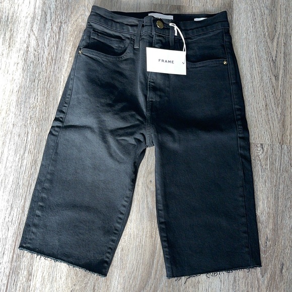 Frame Denim Le Vintage Bermuda Black Shorts Size 24 - Picture 11 of 16